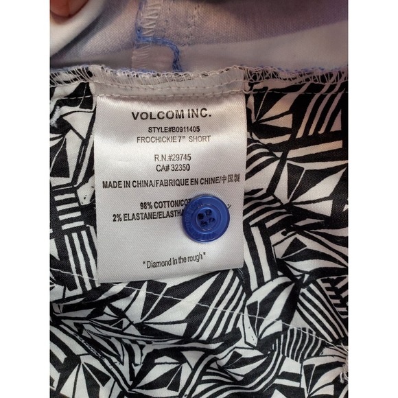Volcom Short Womens Size 7 Blue White Striped Cotton Slash Pockets Medium Wash - Picture 7 of 9